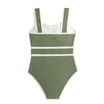 thumbnail image 2 of Girls One Piece Swimsuits Retro Square Neck Bathing Suits Teen Girl Swim Suit Kids Padded Swimwear, 2 of 6