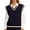 Navy, variant on Women's Casual V-Neck Pullover Shirt Collision Color Sleeveless Sweater Vest for Fall Winter Preppy Looks,Beige,L
