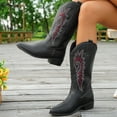 thumbnail image 7 of UngA Cowboy Boots Women Square Toe Cowgirl Boots Embroidered Mid Calf Western Boots Fashion Dress Low Chunky Heel Boots for Theme Party Country Concert Black,Size 10.5, 7 of 7