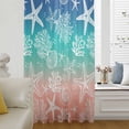 thumbnail image 5 of Blue Teal Pink Ombre Coastal Sheer Curtains 54" Long, Nautical Beach Starfish Coral Summer Light Filering Curtains, Breathable Simi Curtain Privacy Drapes for Kitchen Bathroom Small Window Treatment, 5 of 9