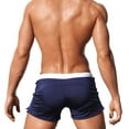 thumbnail image 5 of Men's Navy Blue Swim Trunks Square-Cut With Pocket Quick Dry Swimsuit Bathing Suit, 5 of 5