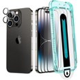 thumbnail image 1 of 3+1 Pack Ultra-Tough Tempered Glass Screen Protector Set for iPhone - Black Edge and Flawless Fit Tray, 1 Individual Camera Lens Protector, 1 of 21