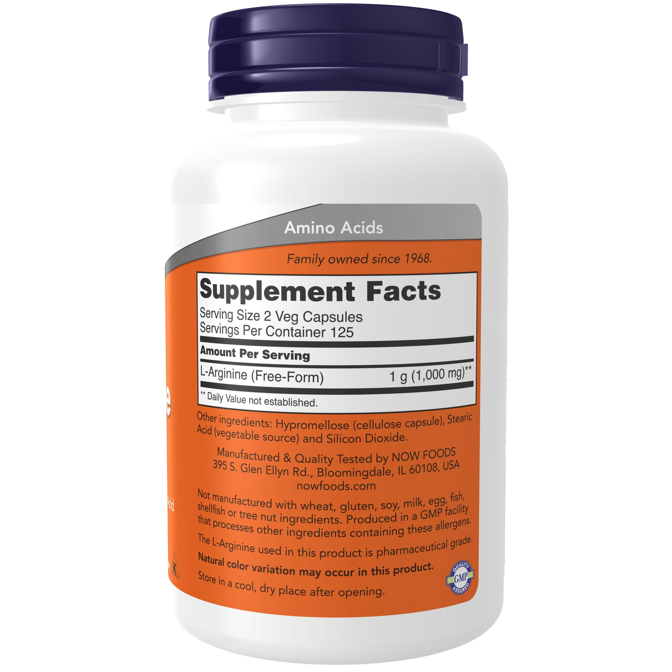 NOW, L-Arginine Supplement, 500 mg, 250 Veg Capsules