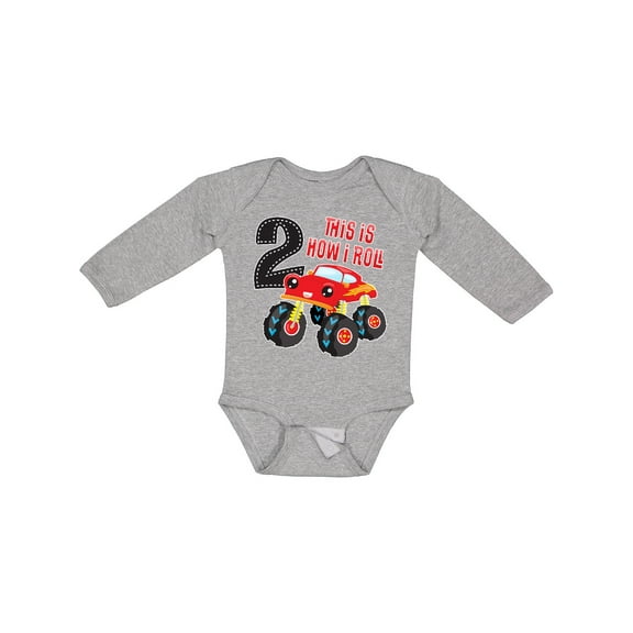 Inktastic Monster Truck How I Roll 2nd Birthday Boys Long Sleeve Baby Bodysuit