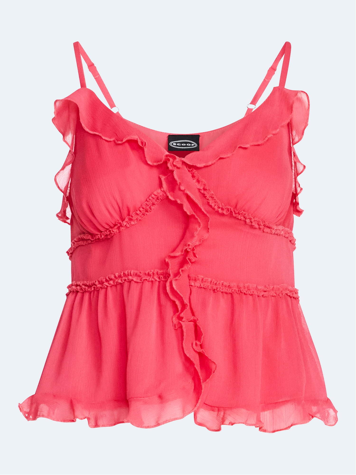 Scoop Women's and Women's Plus Ruffle Camisole Tank Top, Sizes XS-4X