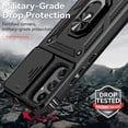 thumbnail image 4 of for Samsung Galaxy A34 5G Case with Slide Camera Cover HD Screen Protector [ Grade 16ft. Drop Tested] Ring Holder Kickstand Protective Phone Case for Samsung Galaxy A34 5G, Black, 4 of 16