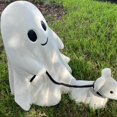Halloween Ghost Walking Dog Statue: Ghost Walking His Ghost Dog