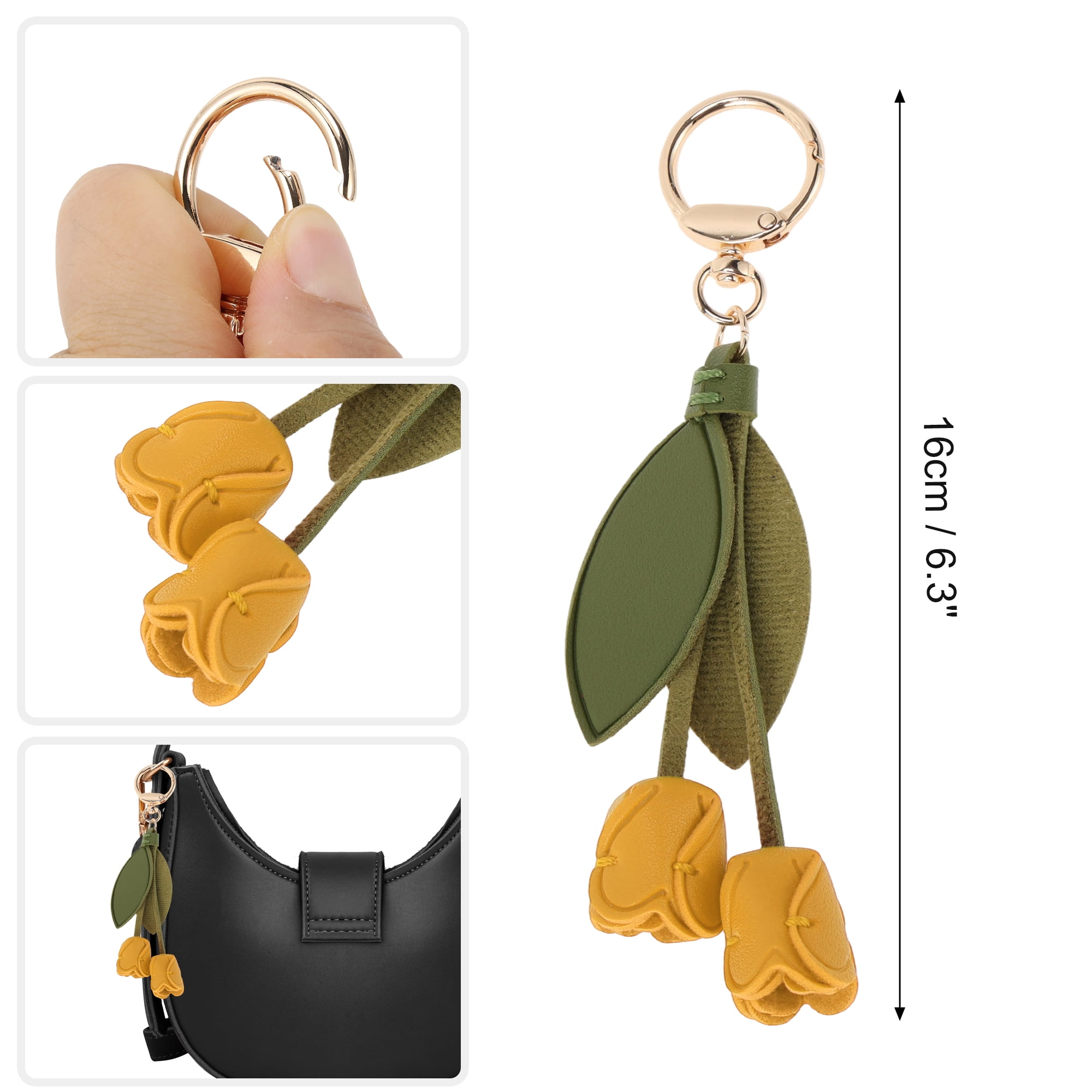 Unique Bargains Colorful Flower Leaf Handbag Charm For Any Occasion 1 Pc Yellow