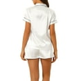 thumbnail image 3 of INSPIRE CHIC Women's Pajama Sets Short Sleeve Button Down Top with Shorts Lounge Sets L White Heart, 3 of 6