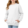 thumbnail image 3 of akafmk Girls Crewneck Sweatshirts Long Sleeve Pullover Tops Solid Color Casual Sweatshirt with Pocket Fall Winter Clothes for Daily School Wear, Size 7-8 Years, 3 of 7