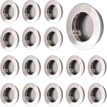16 Pack Closet Door Finger Pull, Round Easy Snap-in Circular Closet Door Pulls Stainless Steel Handle Recessed Kitchen Cabinet Handles(Stainless Steel)