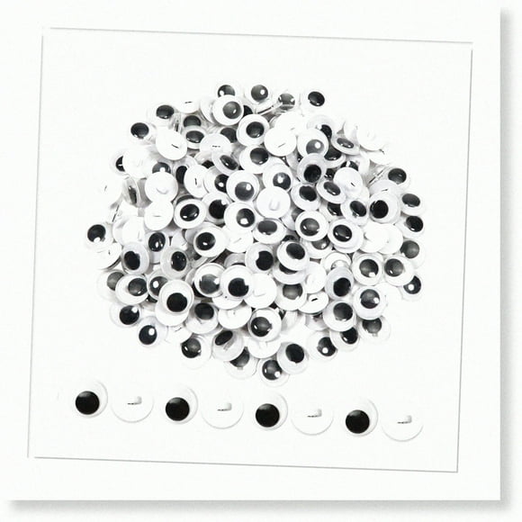 180pcs Black Round Plastic Googly Wiggle Buttons for DIY Stuffed Animals, Scrapbooking, Sewing - 12mm Sew On Buttons