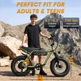 thumbnail image 2 of Adult & Teen Electric Bike – 750W Peak (1500W Max) Motor, 28 MPH, 48V 13Ah Battery, 16"x4.0" Fat Tires, 7-Speed, Front Suspension All-Terrain E-Bike, Green with Phone Bag & Lock, 2 of 9