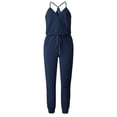 thumbnail image 3 of ZAZYULZ Summer Jumpsuit Women's V Neck Spaghetti Strap Drawstring Waisted Long Pants Jumpsuit Rompers(Navy Blue,Xl), 3 of 7