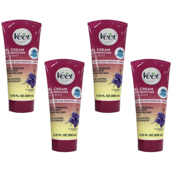 4 Pack Veet Fast Acting Gel Cream Hair Remover Legs & Body 6.78 Oz Each