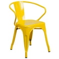thumbnail image 5 of Emma + Oliver Commercial 24" Round Yellow Metal Indoor-Outdoor Table Set with 2 Arm Chairs, 5 of 5