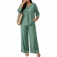 thumbnail image 4 of Two Piece Sets for Women 3/4 Length Sleeve Lounge Sets Summer Fall Vacation Travel Outfits Fashion Clothing Green XL, 4 of 6