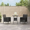 thumbnail image 1 of vidaXL 3 Piece Garden Bistro Set with Cushions Black Poly Rattan, 1 of 5