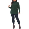 thumbnail image 2 of Agnes Orinda Women's Plus Size Turtleneck Sweater Slim Fit Long Sleeve Loose Knit Comfy Fall Winter Sweater 1X Dark Green, 2 of 6