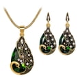 thumbnail image 1 of Gemstone Earrings and Necklace Set for Women, Dainty Drop Pendant Jewelry Two Piece Outfit, Elegant Statement Accessories for Daily Wear Party Date Gift, 1 of 1