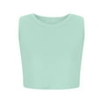thumbnail image 3 of WUANDIXFA Girls Tank Tops Kids Athletic Ribbed Knit Sleeveless Crop Tops Basic Camisole 5-14 Years (Mint Green, 9-10 Years), 3 of 6