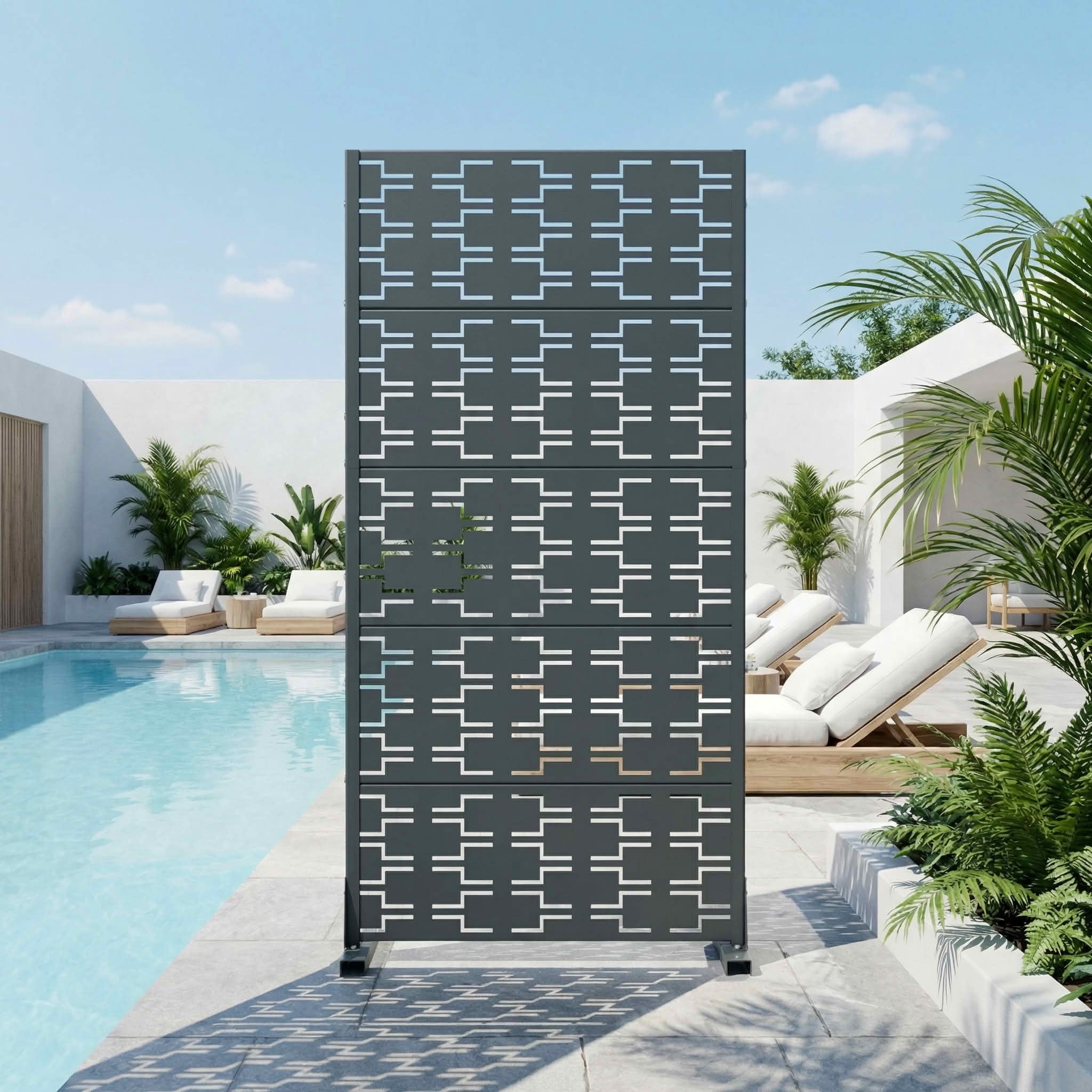 MAYEERTY 59x30 Gray Outdoor Natural Privacy Panel Screen, 6 Piece Set Natural Folding Divider for Backyard and Garden
