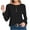 Black, variant on Fall Blouses for Women 2024 Plus Size Women's Long Sleeve Pullover Solid Color Round Neck Fixed Buckle Fashion Casual Base Shirt