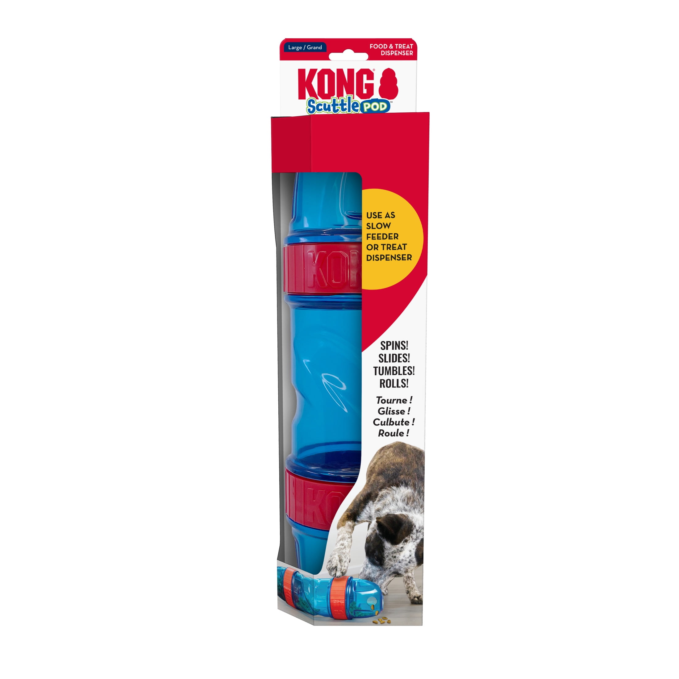 KONG Detachable 1-Piece with Treat Dispenser & Slow Feeder for Average Chewers, Multicolor Pod Large (1 Pack)