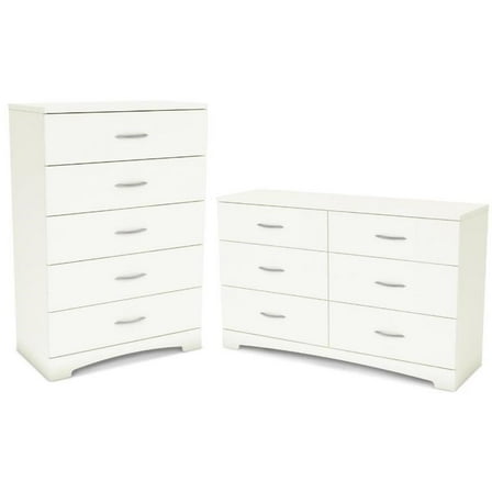 Home Square 2-Piece Dresser Set, 6-Drawer Double Dresser, Pure White