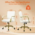 thumbnail image 3 of YJETYH Ergonomic Office Chair - White Leather Desk Chair, 23.62"D×19.68"W×40.55"H, 360° Swivel Adjustable Height for Home Office Study​, 3 of 9