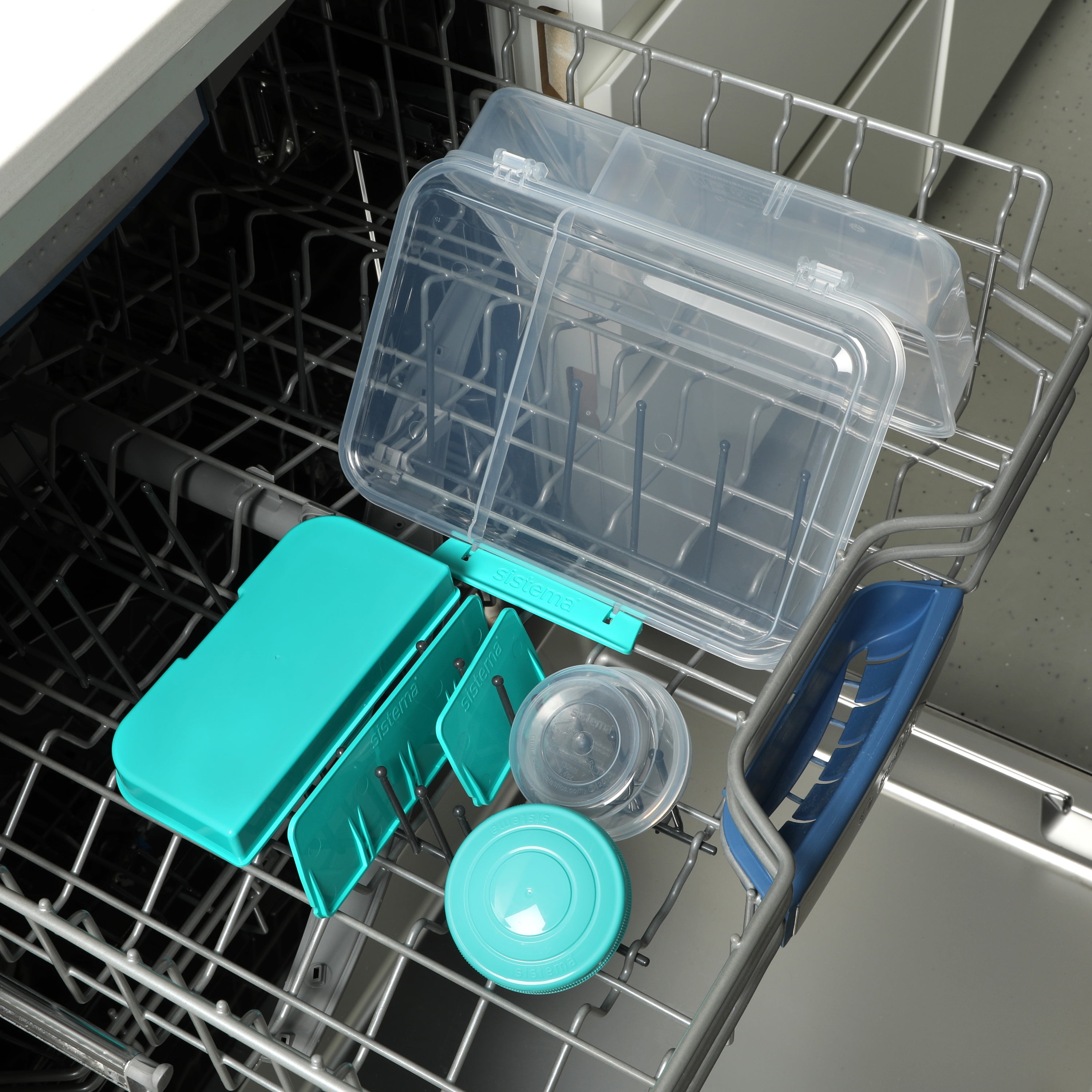 Sistema To Go Bento Box Create, Lunch Box with Compartments & Snack Container, 1.48 L, BPA-Free, Minty Teal, BPA-Free