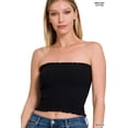 thumbnail image 2 of Zenana's Women Strapless Pleated Solid Colors Smocked Bandeau Sexy Tube Crop Tops (TheLovely), 2 of 3