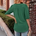 thumbnail image 2 of Olyvenn Womens Puff Half Sleeve Summer Tunic Tops Casual Chest Pleated Shirts V Neck Work Blouse for Women Dressy Green S, 2 of 8