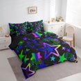 thumbnail image 3 of Feelyou Purple Stars Twin Bedding Sets 7-Piece, Neon Gradient Love Heart Bedding Comforter Set, Teens Kids Boys Girls Reversible Sheet Sets, Super Cozy Room Decor, 3 of 8
