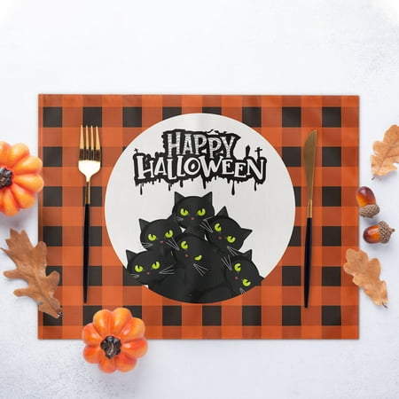 

Nmdmisc New Halloween Placemats Dining Table Coffee Table Party Decorations Table Mats Heat Insulating Mats Digital Printing Linen Tablecloths 15.75 * 13.8 in