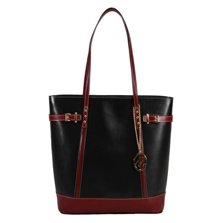 Ladies Top Grain - McKlein SERAFINA, Ladies' Tote with Tablet Pocket, Top Grain Cowhide Leather, Black (97565)