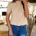 thumbnail image 4 of Turilly Womens Blouses And Tops Dressy New Style Women's Spring/Summer Temperament Casual Solid Color Short Sleeved Top, 4 of 7