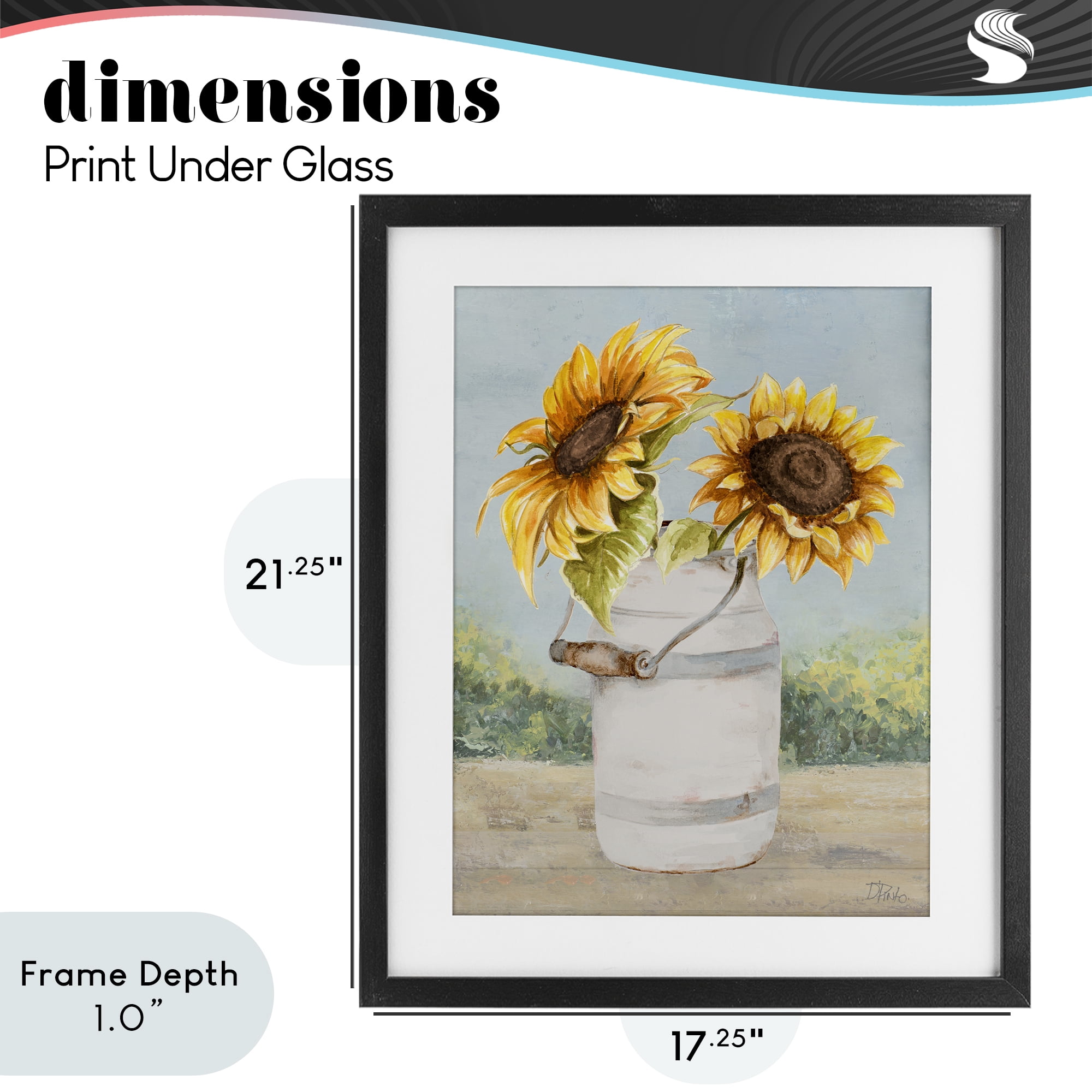 Stupell Industries Sunflower Pitcher in Country Black Framed Print Under Glass, design by Patricia Pinto