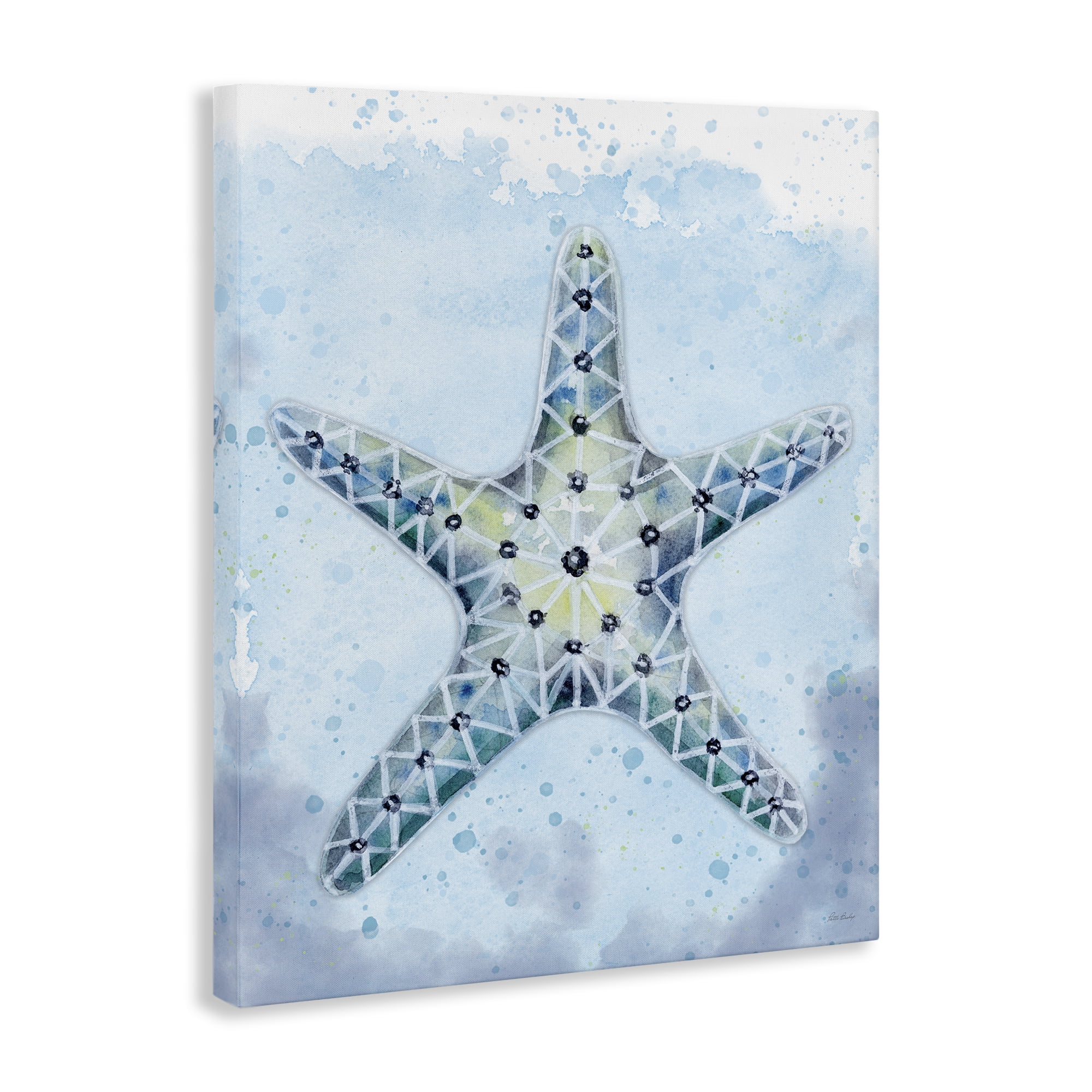 Stupell Industries Stained Glass Starfish Nautical & Beach Painting Wrapped Canvas Art Print Wall Art, 36 x 48