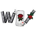 thumbnail image 3 of Funda para teléfono móvil perfecl Modelo 6 con Diseño de rosas bordado antideslizante color negro, 3 of 8