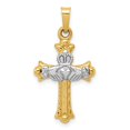 thumbnail image 1 of 14k Two Tone Hollow Textured Flat back Engravable Polished back Gold Irish Claddagh Celtic Trinity Knot Religious Faith, 1 of 3