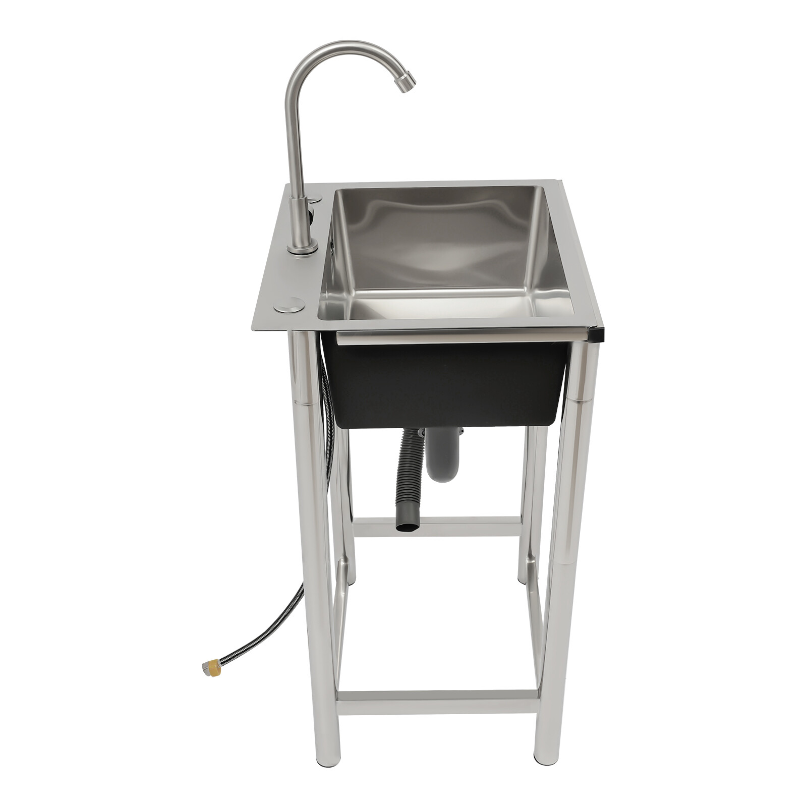 TFCFL Commercial Sigle Bowl Sink Stainless Steel Utility Sink Free Standing Kitchen Sink with Faucet