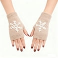thumbnail image 1 of Casual Snowflake Print Knitted Fingerless Mittens For Winter Warmth And Fashion Comfort, 1 of 3