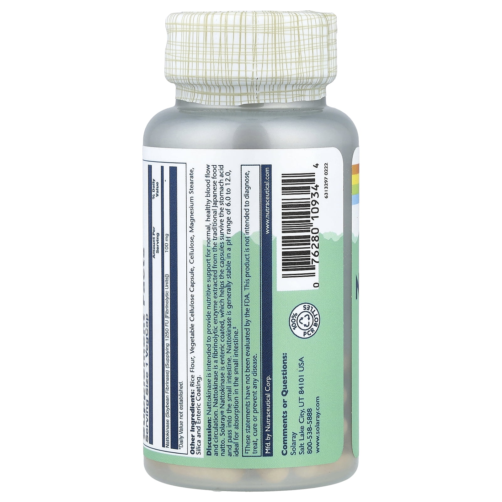 Nattokinase 100 mg By Solaray - 30 Vegetable Caps