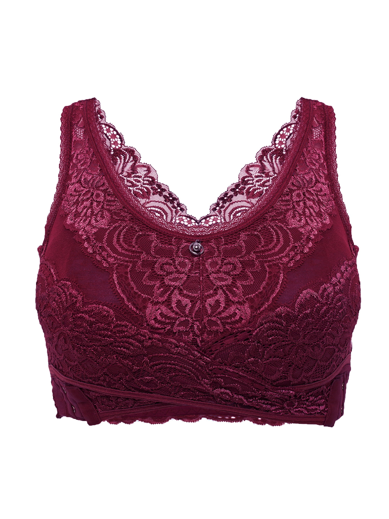 SAYFUT Womens Floral Lace Bralettes Bra Adjustable Cross Front Lace Strap Sexy Everyday Bra