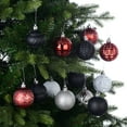 thumbnail image 4 of Holiday Time 60 mm Christmas Shatterproof Ornaments, Red, Black, White, & Silver, 40-Count, 4 of 6