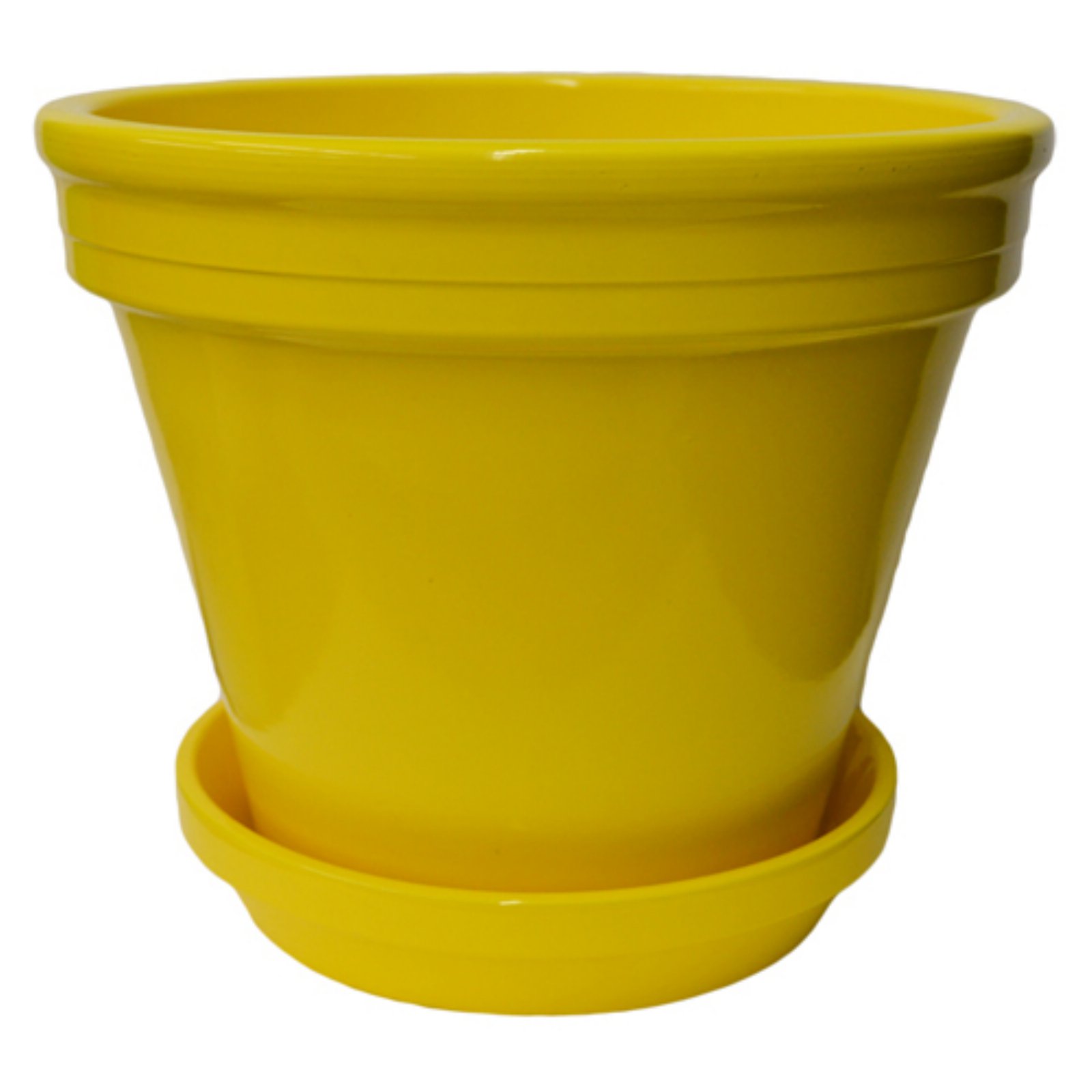 CraftWare Pottery 12 in. Glazed Ceramic Pot with Saucer