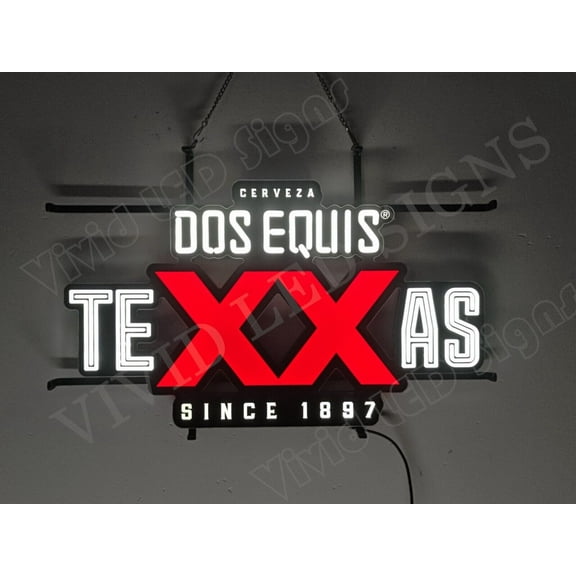 Queen Sense 24"x20" Custom Dos Equis XX Cervezas Texas Since 1897 LED Sign Light Neon Signs With Dimmer Party Home Wall Decor Lights W124DECT1897-XLED