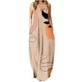 thumbnail image 2 of Lenago Robe de Maternité Grande Taille Mode Femme Aguichant Vintage Col en V Sans Manches Imprimée Robes de Soirée Été Plage en Liquidation, 2 of 5