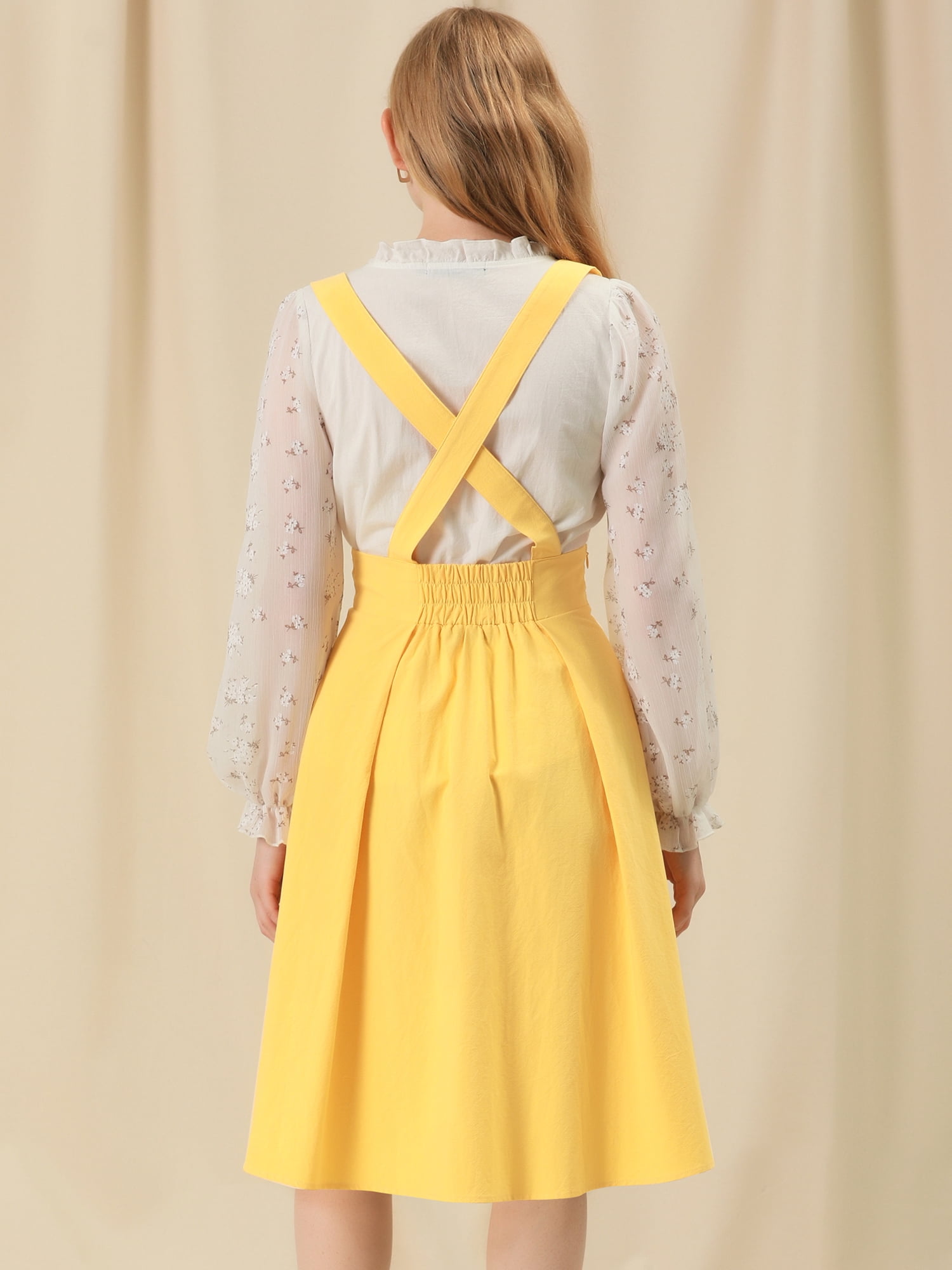 DARING DIVA Women's High Waist Overall Corset Skater Skirt Short Midi Dress XL Yellow